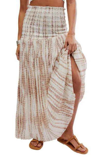 Free People Ravenna Tie Dye Gauze Maxi Skirt In Soft Mauve Combo