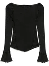 Free People Raw-edge Top In Black