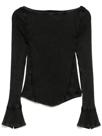 Free People Raw-edge Top In Black
