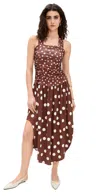 Free People Raylon Variegated Polka Dot Midi Dress In Chocolate Combo