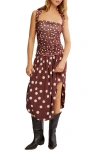 FREE PEOPLE FREE PEOPLE RAYLON VARIEGATED POLKA DOT MIDI DRESS
