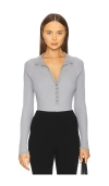Free People Ready For It Long Sleeve Bodysuit In 그레이