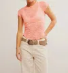 Free People Ready To Go Lace Tee In Flamingo Pink In Pink