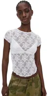 Free People Ready To Go Lace Tee Ivory In White