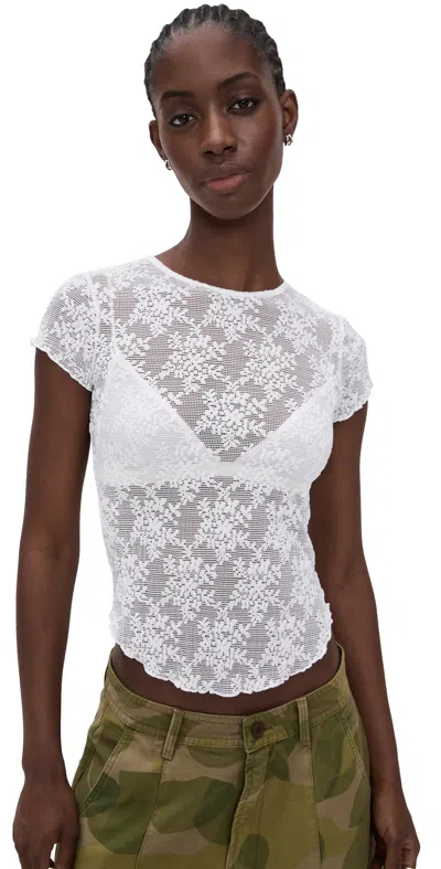Free People Ready To Go Lace Tee Ivory In White