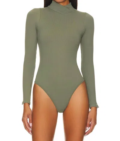 Free People Recycled Turtleneck Bodysuit In Army In Green