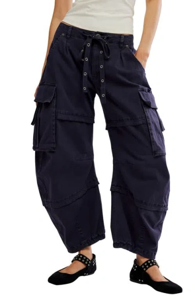 Free People Reef Curved Cargo Twill Pants In Black