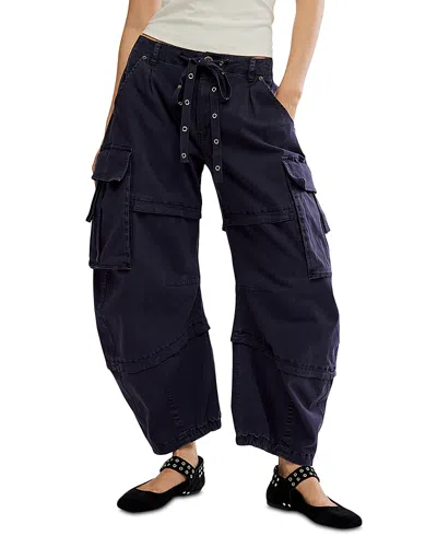 Free People Reef Curved Cargo Twill Pants In Blue