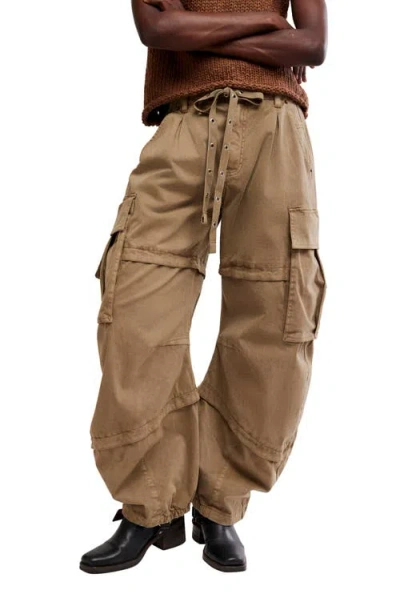 Free People Reef Curved Cargo Twill Pants In Brown