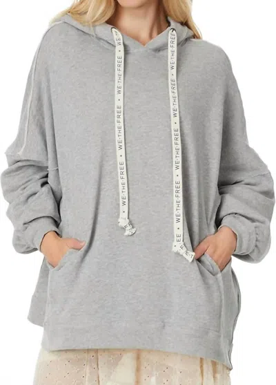 Free People Relaxed Fit Drawstring Hoodie In Heather Grey In Gray