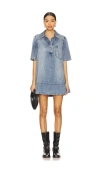 Free People Womens Ocean Blue Remino Flared Denim Mini Dress In 海洋蓝