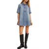 Free People Womens Ocean Blue Remino Flared Denim Mini Dress In Ocean Blue