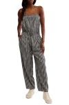Free People Retro Heatwave Cotton Gingham Jumpsuit In Black Combo
