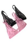 Free People Care Fp Reya Bralette, Pack Of 2 In Pink/black