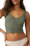 Free People Rib Brami Crop Tank In Shadow Lime