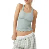 Free People Ribbed Seamless Tank Top In Aqua In Iceberg Green