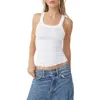 Free People Rib Racerback Tank Top In White