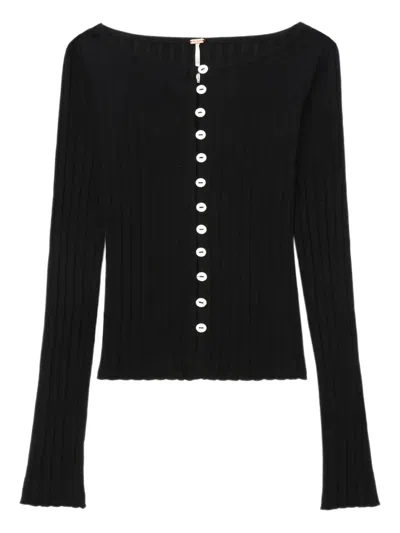 FREE PEOPLE RIBBED LONG SLEEVES TOP