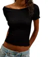 Free People Off The Shoulder Rib Knit Crop Top In Black