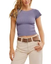 Free People Ribbed Seamless Top In Blue Granite