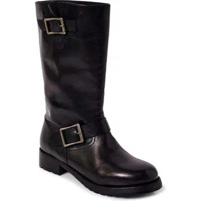 Free People Ride Or Die Moto Bootie In Black Leather