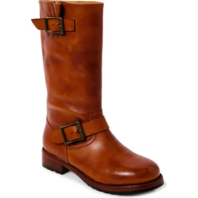 Free People Ride Or Die Moto Bootie In Burnt Caramel Leathe