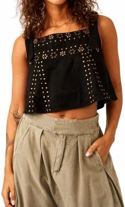 Free People Rikki Studded Top In Midnight Combo In Black