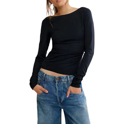 Free People Riley Low Back T-shirt In Black