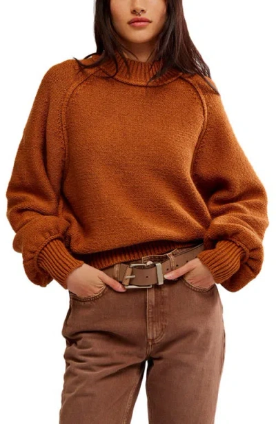 Free People Riley Mock Neck Sweater In Meerkat