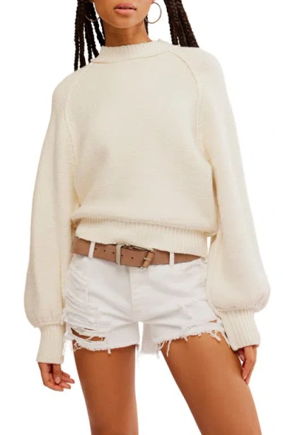 Free People Riley Mock Neck Jumper In Optic White
