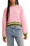 Free People Rio Striped Edge Sweatshirt In Pinky Promise Combo