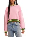 Free People Rio Striped Edge Sweatshirt In Pinky Promise Combo