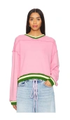 Free People Rio Striped Edge Sweatshirt In Pinky Promise Combo