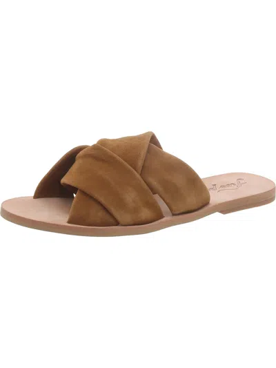 Free People Rio Vista Womens Suede Slip On Slide Sandals In Brown