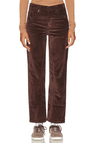 FREE PEOPLE RISK TAKER CORD STRAIGHT LEG PANTS IN CHOCOLATE TRUFFLE