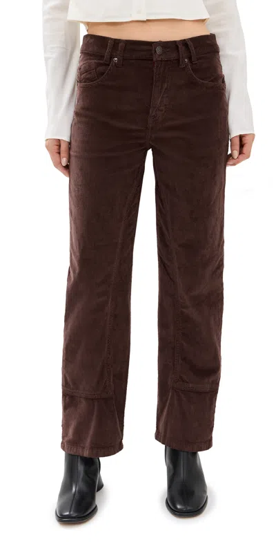 Free People Risk Taker Corduroy Straight Jeans Chocolate Truffle