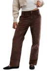 Free People Risk Taker Corduroy Straight Leg Pants In Chocolate Truffle