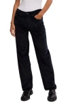 Free People Risk Taker Corduroy Straight Leg Pants In Jet Black