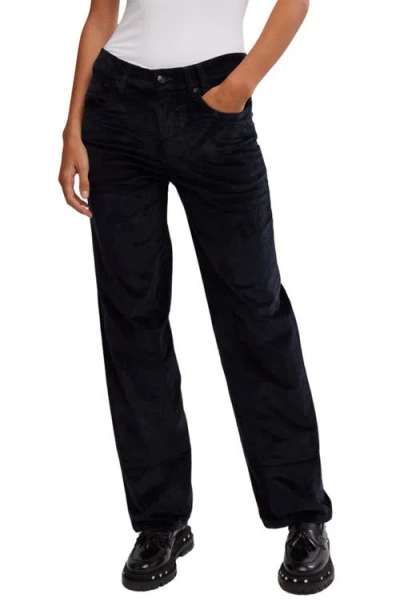 Free People Risk Taker Corduroy Straight Leg Pants In Jet Black
