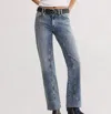 Free People Risk Taker Raw Hem Straight Leg Jeans In Blue