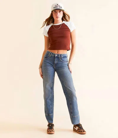 Free People Risk Taker High Rise Straight Jeans In Mantra In Blue