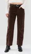 Free People Risk Taker Cord Straight Leg Pants In Chocolate Truffle