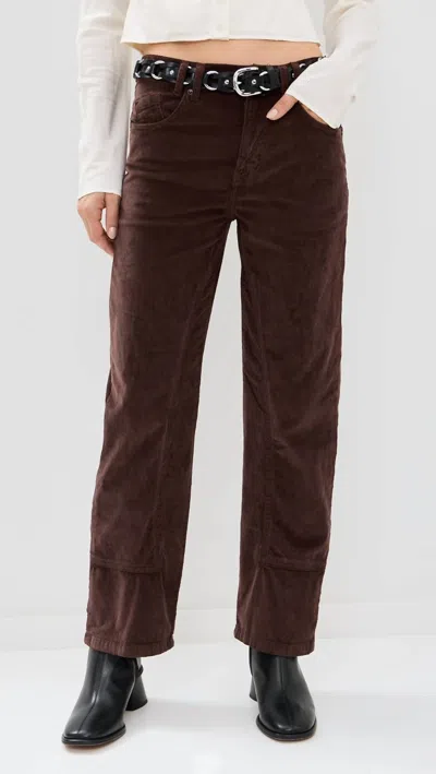 Free People Risk Taker Mid-rise Cord Jeans In Chocolate Truffle