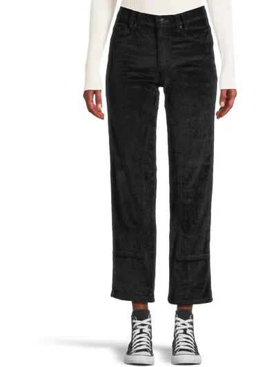 Free People Risk Taker Mid-rise Straight Jean In Black