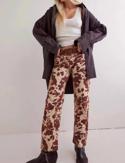 Free People Risk Taker Printed Jeans In Tea Combo