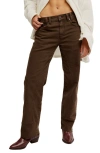 Free People Risk Taker Raw Hem Straight Leg Jeans In Brown
