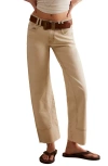 Free People Risk Taker Raw Hem Straight Leg Jeans In Ecru