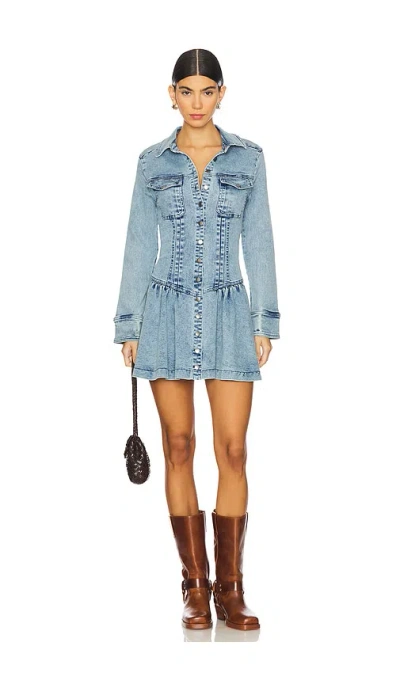 Free People Roadhouse Mini Dress In On The Road Rinse In Blue