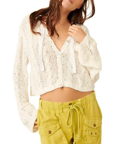 Free People Robyn Cardigan Women's White Open Knit V-neck Cropped Ddr2456