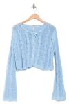 Free People Robyn Cotton Blend Crop Cardigan In Blue